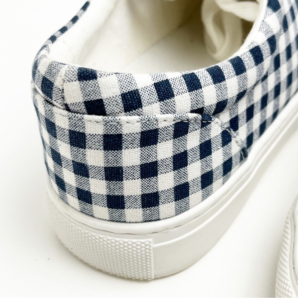 J. CREW Factory Gingham Plaid Lace Up Canvas Shoes, Size 7 - Picture 4 of 10